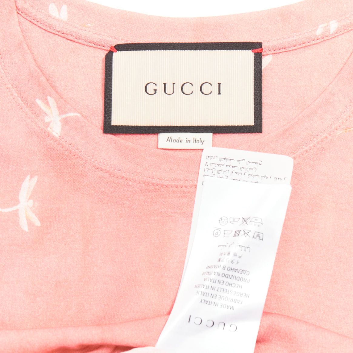 Gucci GUCCI Pre Fall 2016 pink cotton Heron Dragonfly print short sleeves crewneck t-shirt S Size S / US 4 / IT 40 - 8 Thumbnail