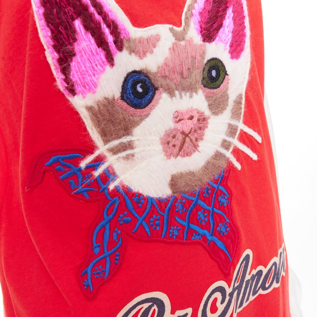 Gucci GUCCI L'Aveugle Par Amour red cat embroidered short sleeve t-shirt S Size S / US 4 / IT 40 - 2 Thumbnail