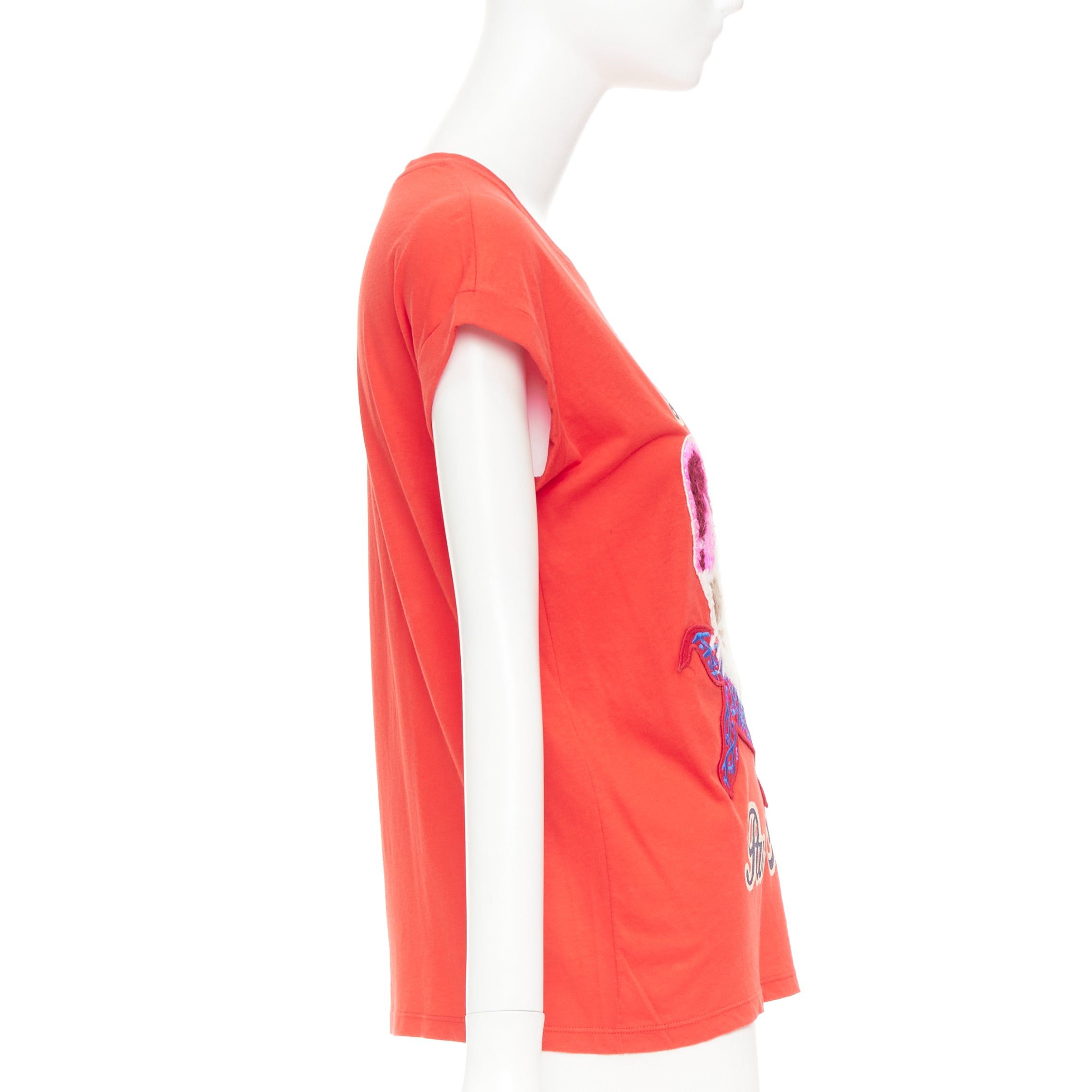 Gucci GUCCI L'Aveugle Par Amour red cat embroidered short sleeve t-shirt S Size S / US 4 / IT 40 - 4 Thumbnail