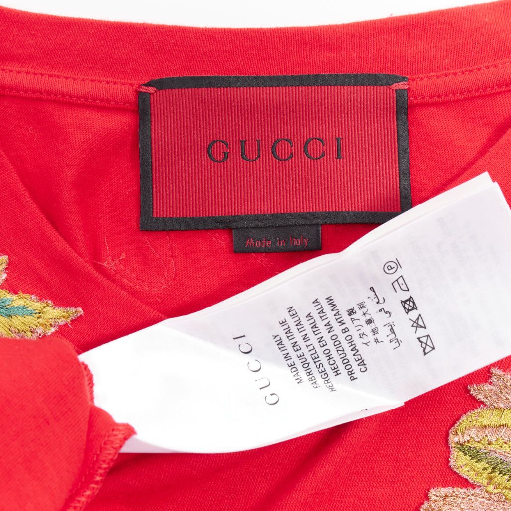 Gucci GUCCI 2017 Dover Street Market DSM Capsule red cotton flower embroidered logo t-shirt XS Size XS / US 0-2 / IT 36-38 - 8 Thumbnail