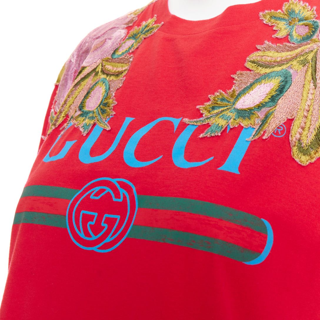 Gucci GUCCI 2017 Dover Street Market DSM Capsule red cotton flower embroidered logo t-shirt XS Size XS / US 0-2 / IT 36-38 - 7 Thumbnail
