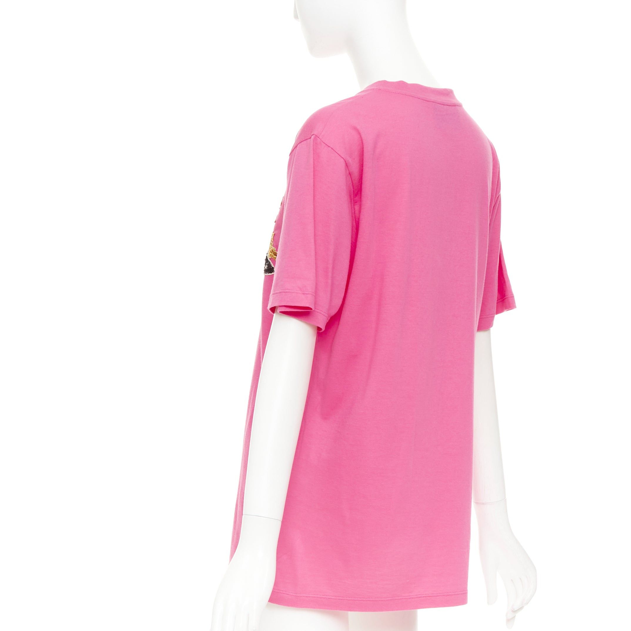 Gucci GUCCI 2017 pink cotton multicolor sequin UFO rainbow graphic t-shirt XS Size XS / US 0-2 / IT 36-38 - 6 Thumbnail