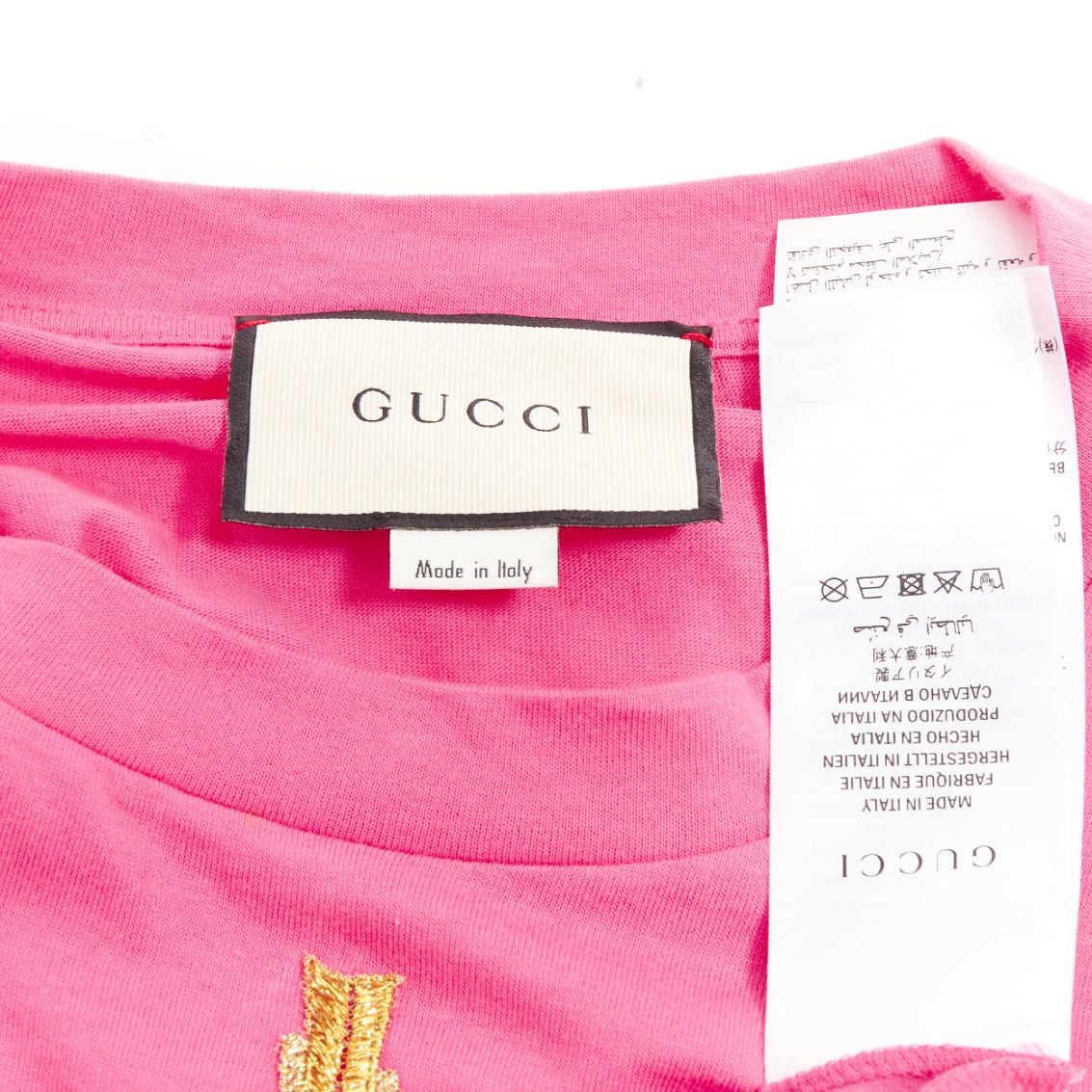 Gucci GUCCI 2017 pink cotton multicolor sequin UFO rainbow graphic t-shirt XS Size XS / US 0-2 / IT 36-38 - 8 Thumbnail