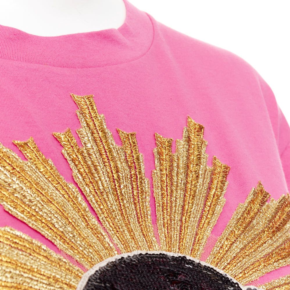 Gucci GUCCI 2017 pink cotton multicolor sequin UFO rainbow graphic t-shirt XS Size XS / US 0-2 / IT 36-38 - 2 Thumbnail