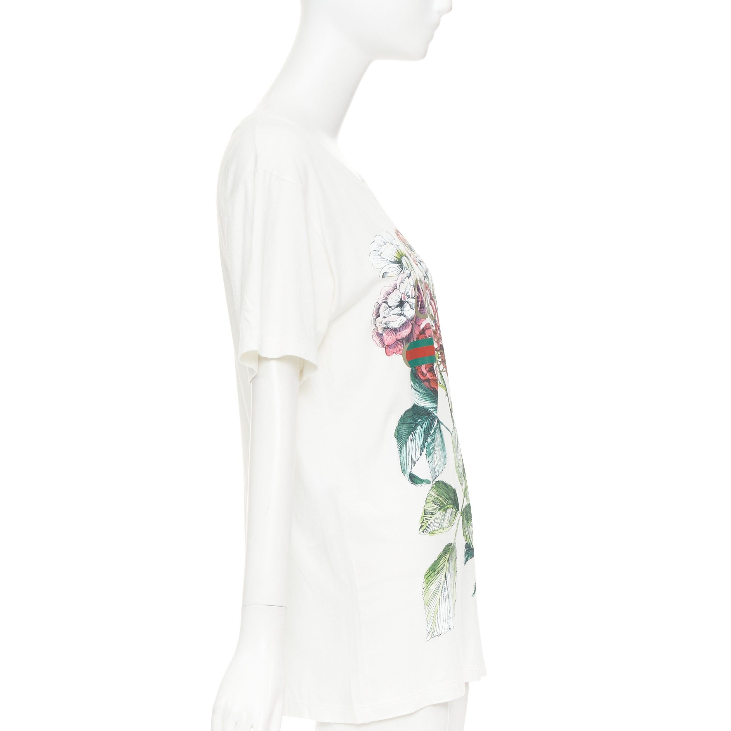 Gucci GUCCI Alessandro Michele white floral bloom vintage logo green red web print tshirt XS Size XS / US 0-2 / IT 36-38 - 4 Thumbnail