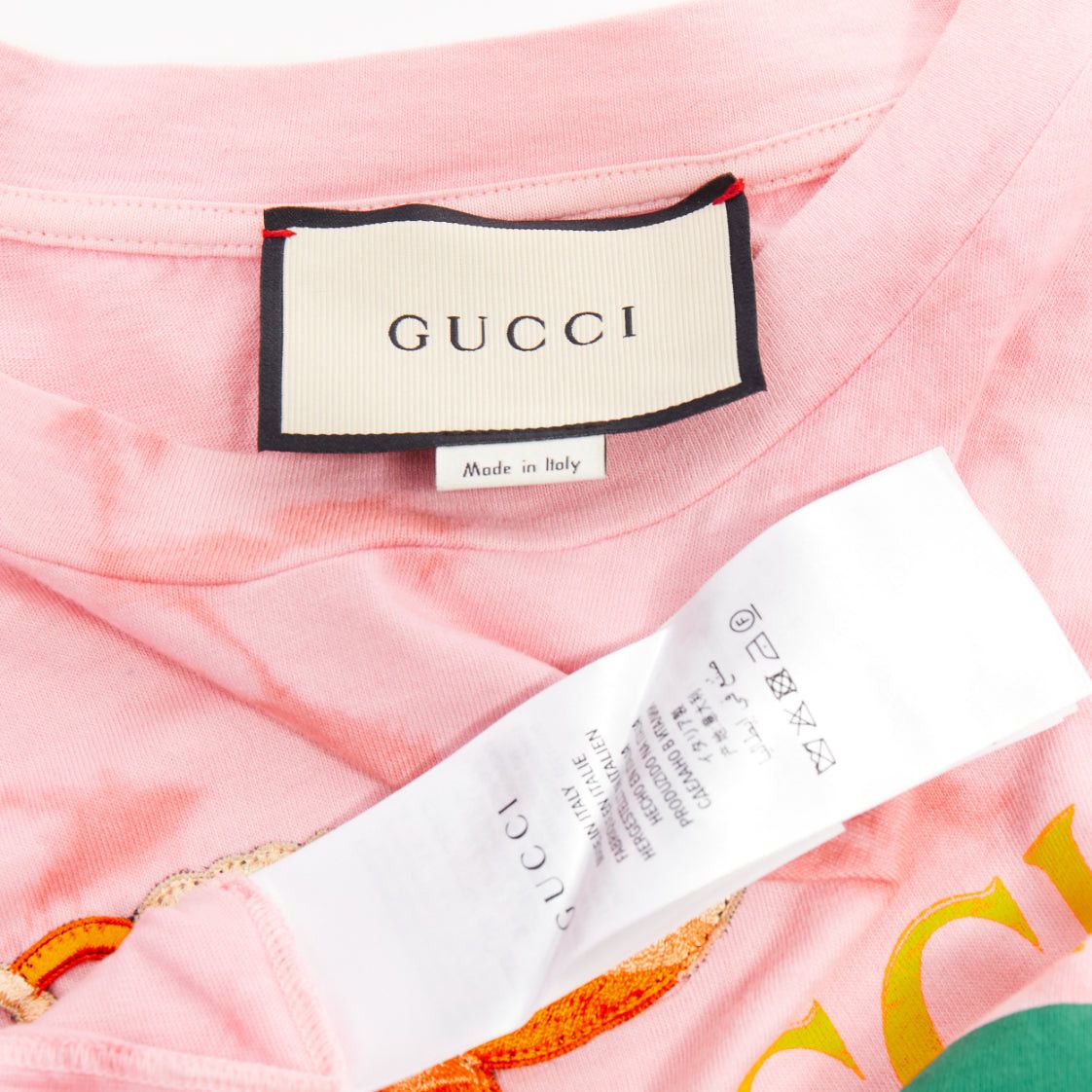 Gucci GUCCI 2017 pink tie-dye embroidered Koi fish oversized t-shirt S Size S / US 4 / IT 40 - 8 Thumbnail