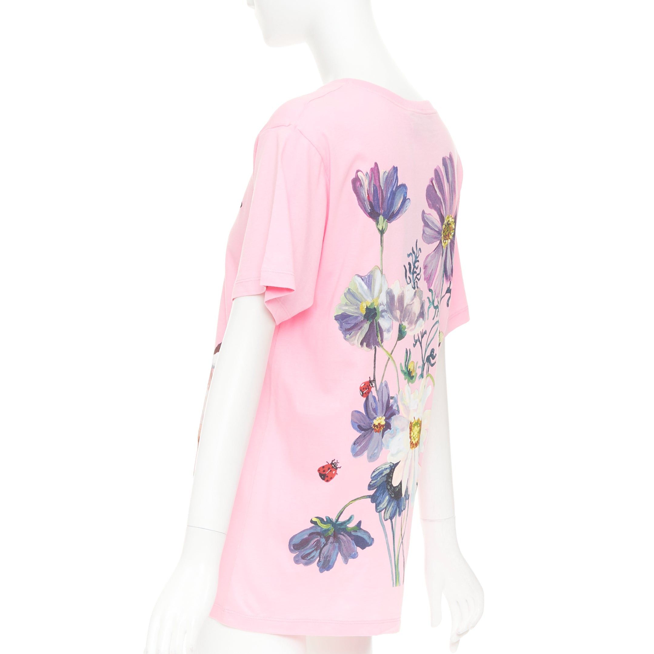 Gucci GUCCI 2018 pink cotton Fawn Bambi heart print green logo t-shirt XS Size XS / US 0-2 / IT 36-38 - 5 Thumbnail