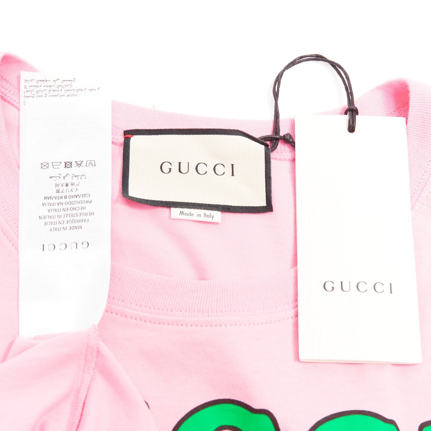 Gucci GUCCI 2018 pink cotton Fawn Bambi heart print green logo t-shirt XS Size XS / US 0-2 / IT 36-38 - 8 Thumbnail