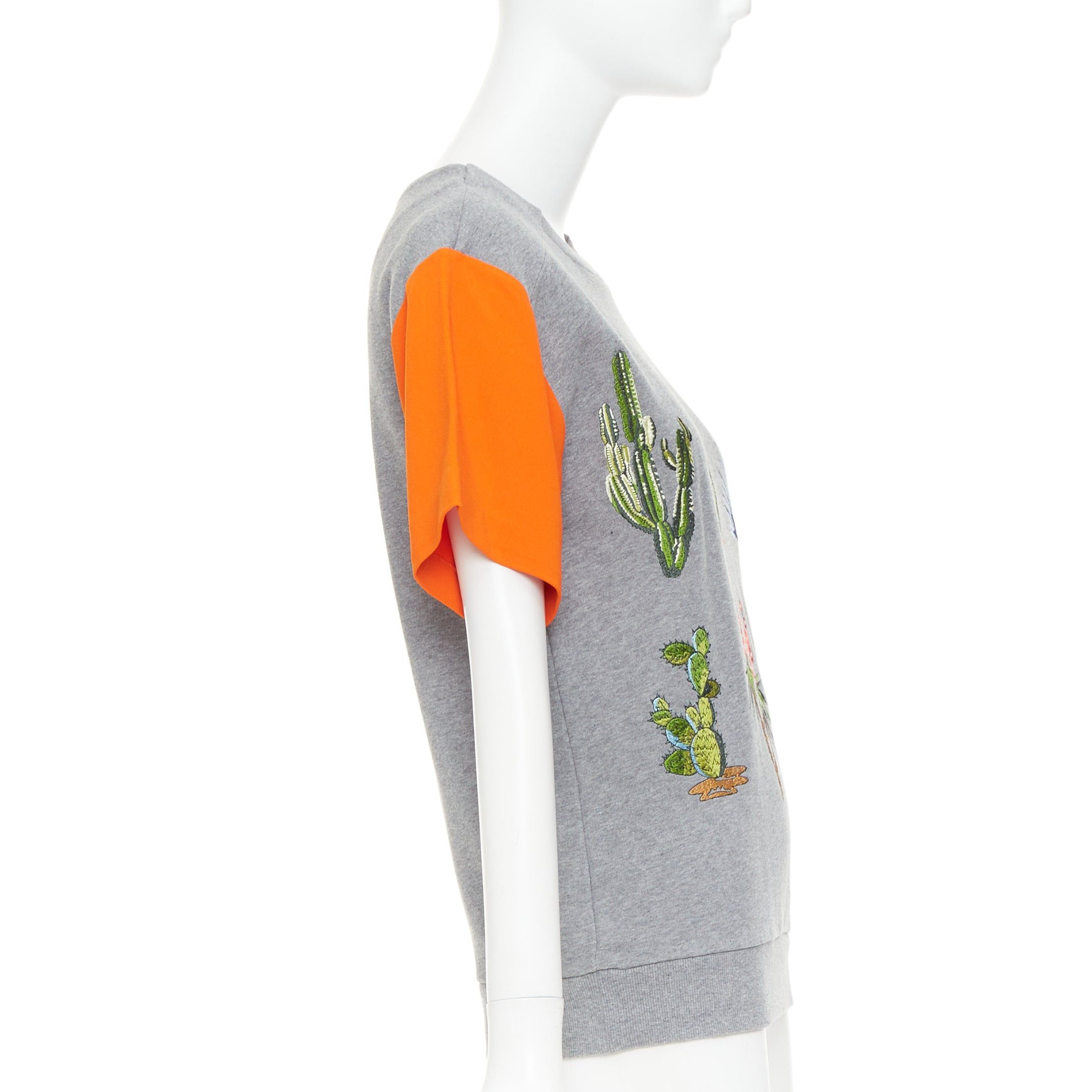 Stella McCartney STELLA MCCARTNEY 2016 grey orange cotton embroidered Cactus pullover sweater IT38 XS Size XS / US 0-2 / IT 36-38 - 4 Thumbnail