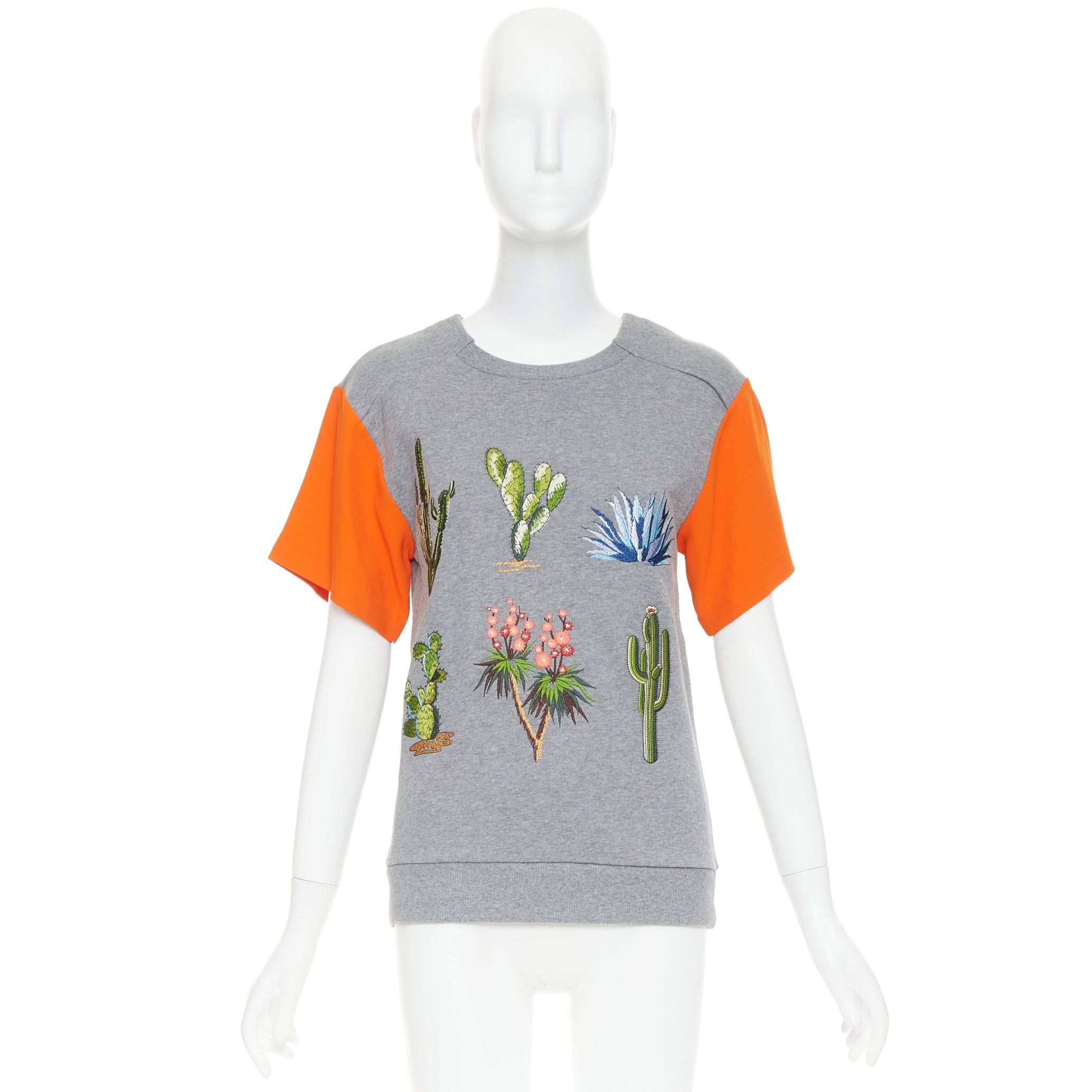 Stella McCartney STELLA MCCARTNEY 2016 grey orange cotton embroidered Cactus pullover sweater IT38 XS Size XS / US 0-2 / IT 36-38 - 9 Thumbnail