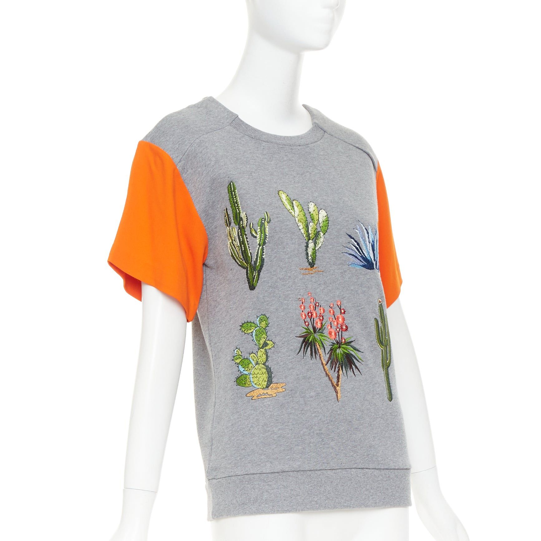 Stella McCartney STELLA MCCARTNEY 2016 grey orange cotton embroidered Cactus pullover sweater IT38 XS Size XS / US 0-2 / IT 36-38 - 3 Thumbnail