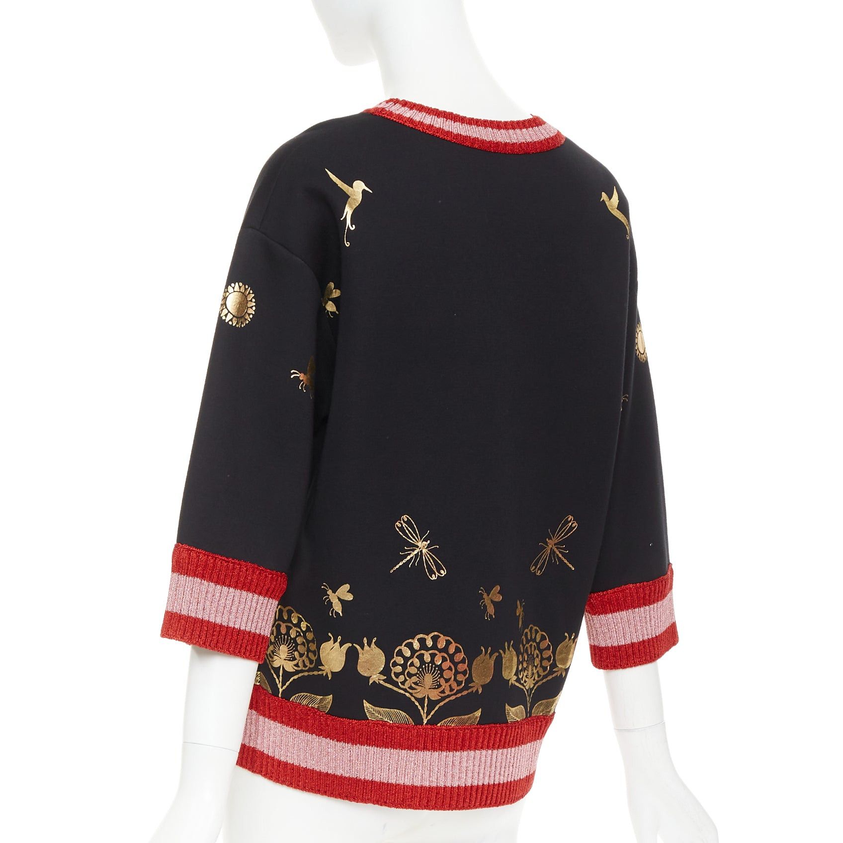 Gucci GUCCI black pink metallic foil Laminated Heart Bee applique sweatshirt S Size S / US 4 / IT 40 - 6 Thumbnail