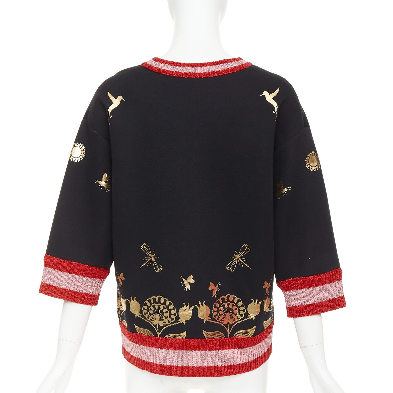 Gucci GUCCI black pink metallic foil Laminated Heart Bee applique sweatshirt S Size S / US 4 / IT 40 - 5 Thumbnail