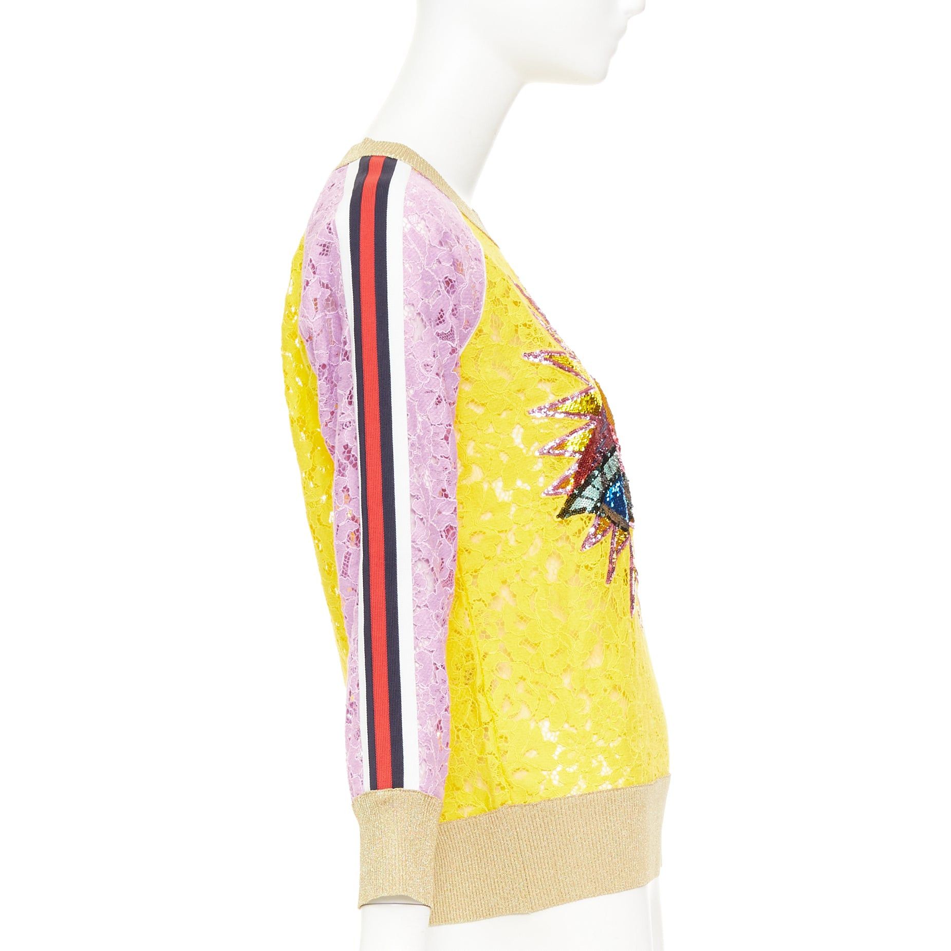 Gucci GUCCI multicolor lace UFO sunburst sequin applique pullover sweater top XS Size XS / US 0-2 / IT 36-38 - 4 Thumbnail