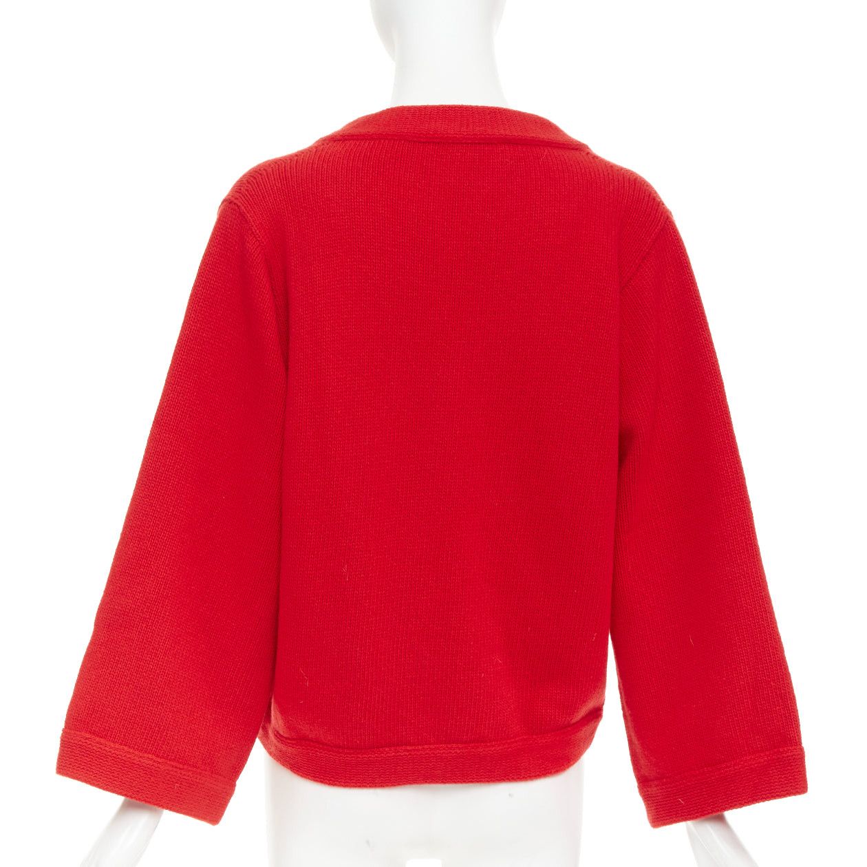 Gucci GUCCI 2017 Runway red wool Loved Bird floral embroidered red wool green embroidered sweater S Size S / US 4 / IT 40 - 5 Thumbnail