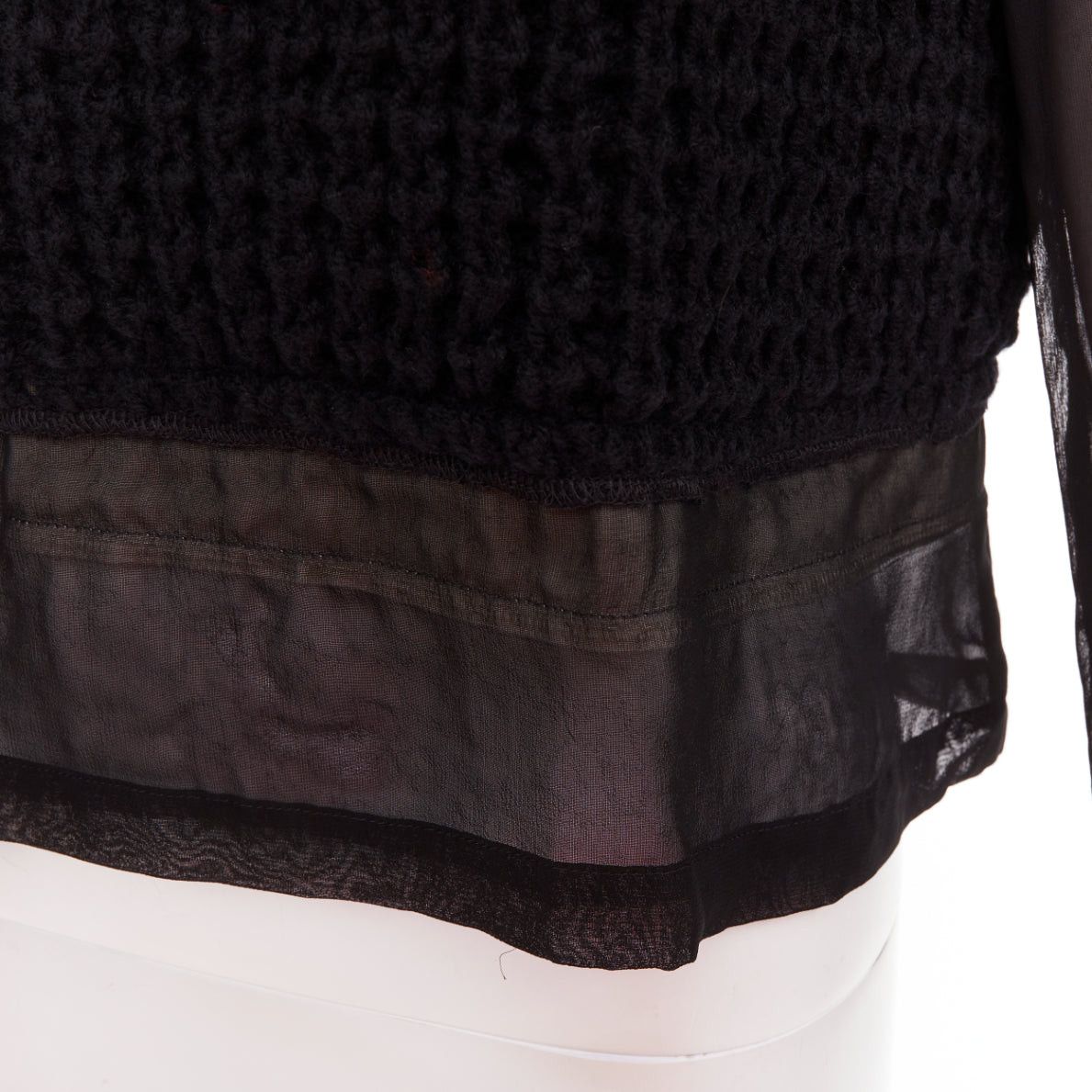 Comme des Garcons COMME DES GARCONS 2014 black cupra wool trim woven sheer overlay top XS Size XS / US 0-2 / IT 36-38 - 7 Thumbnail