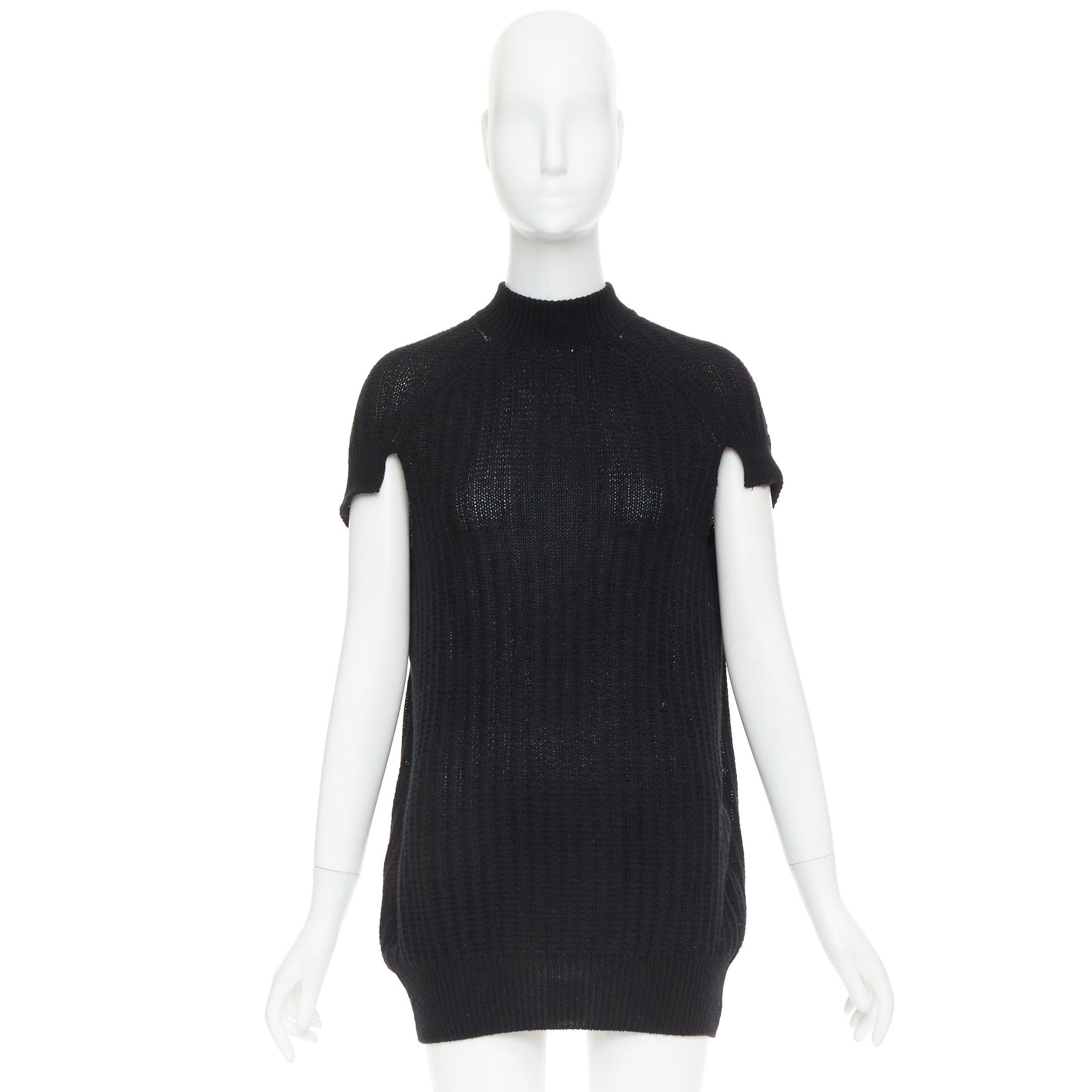 Prada PRADA 100% cashmere black ribbed mock neck cap sleeve sweater vest IT36 XXS Size XS / US 0-2 / IT 36-38 - 9 Thumbnail
