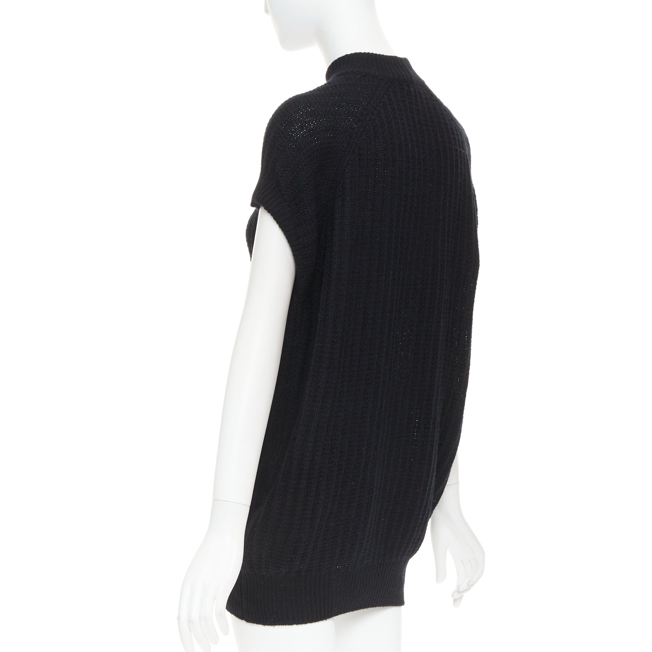 Prada PRADA 100% cashmere black ribbed mock neck cap sleeve sweater vest IT36 XXS Size XS / US 0-2 / IT 36-38 - 6 Thumbnail