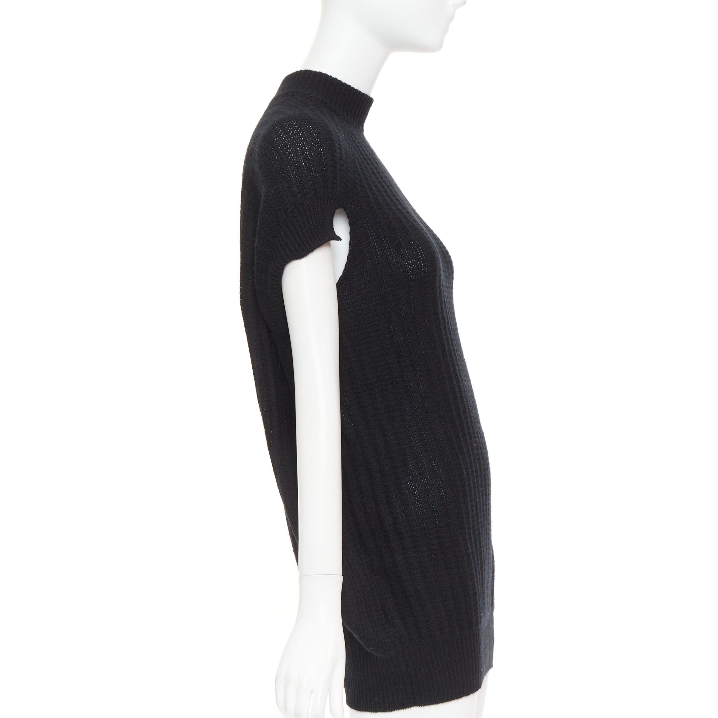 Prada PRADA 100% cashmere black ribbed mock neck cap sleeve sweater vest IT36 XXS Size XS / US 0-2 / IT 36-38 - 4 Thumbnail