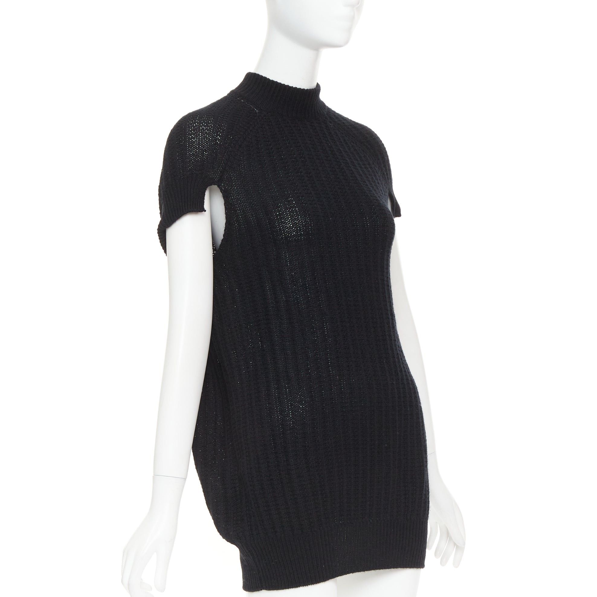 Prada PRADA 100% cashmere black ribbed mock neck cap sleeve sweater vest IT36 XXS Size XS / US 0-2 / IT 36-38 - 3 Thumbnail