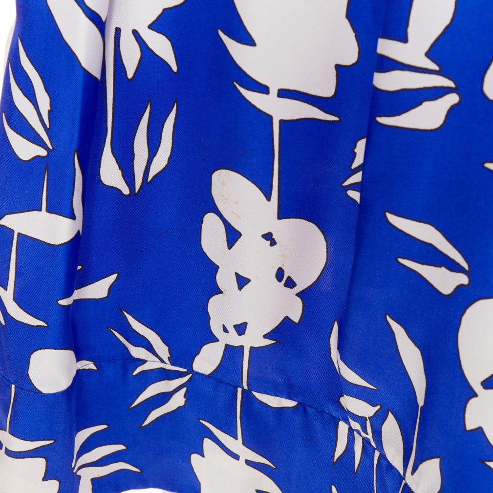 Marni MARNI eletric blue white 100% silk abstrct floral print pleated sheath dress IT42 M Size M / US 6-8 / IT 42-44 - 7 Thumbnail