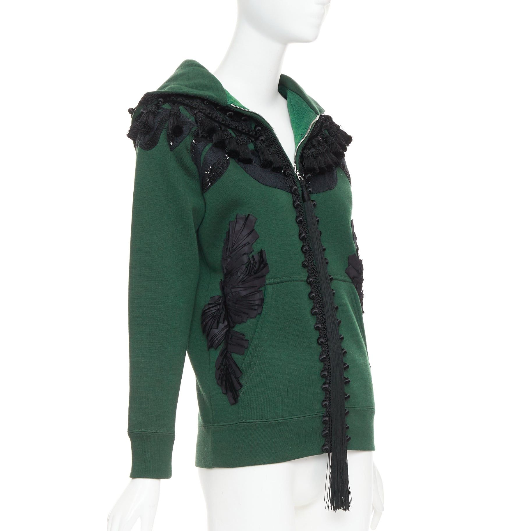 Marc Jacobs rare MARC JACOBS 2016 green tencel cashmere tassel floral embroidery hoodie XS Size XS / US 0-2 / IT 36-38 - 4 Thumbnail