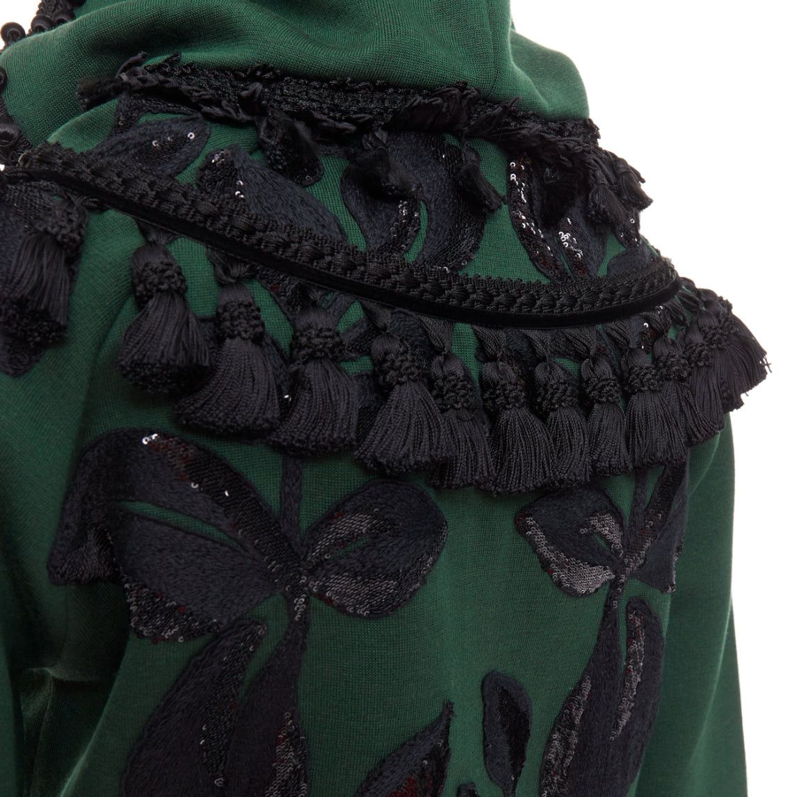 Marc Jacobs rare MARC JACOBS 2016 green tencel cashmere tassel floral embroidery hoodie XS Size XS / US 0-2 / IT 36-38 - 2 Thumbnail