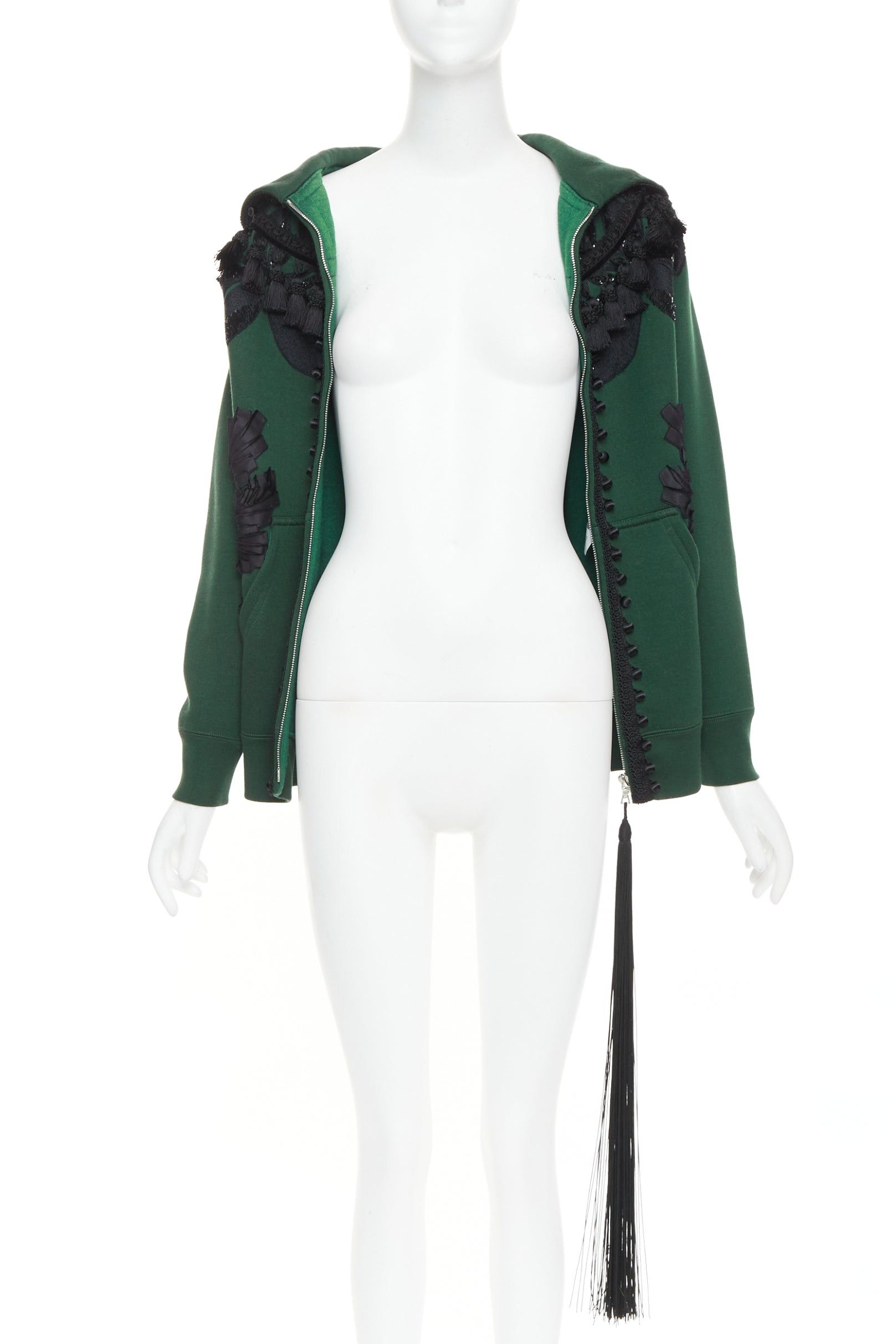 Marc Jacobs rare MARC JACOBS 2016 green tencel cashmere tassel floral embroidery hoodie XS Size XS / US 0-2 / IT 36-38 - 3 Thumbnail