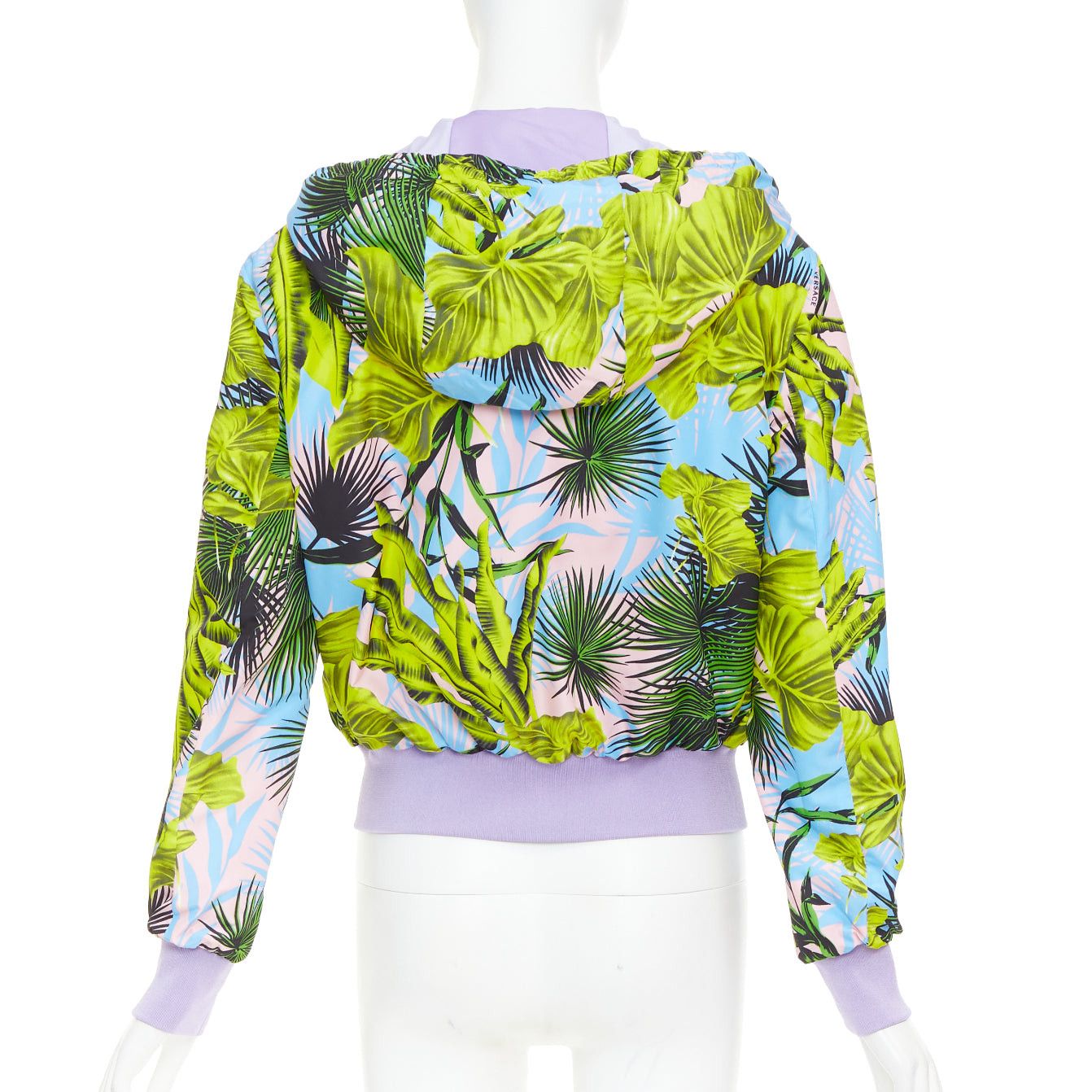 Versace VERSACE 2018 Garden print Reversible lilac tropical print nylon hooded jacket IT40 S Size S / US 4 / IT 40 - 8 Thumbnail