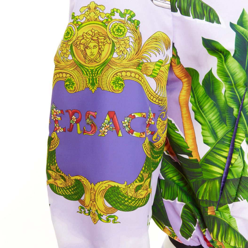 Versace VERSACE 2018 Garden print Reversible lilac tropical print nylon hooded jacket IT40 S Size S / US 4 / IT 40 - 10 Thumbnail
