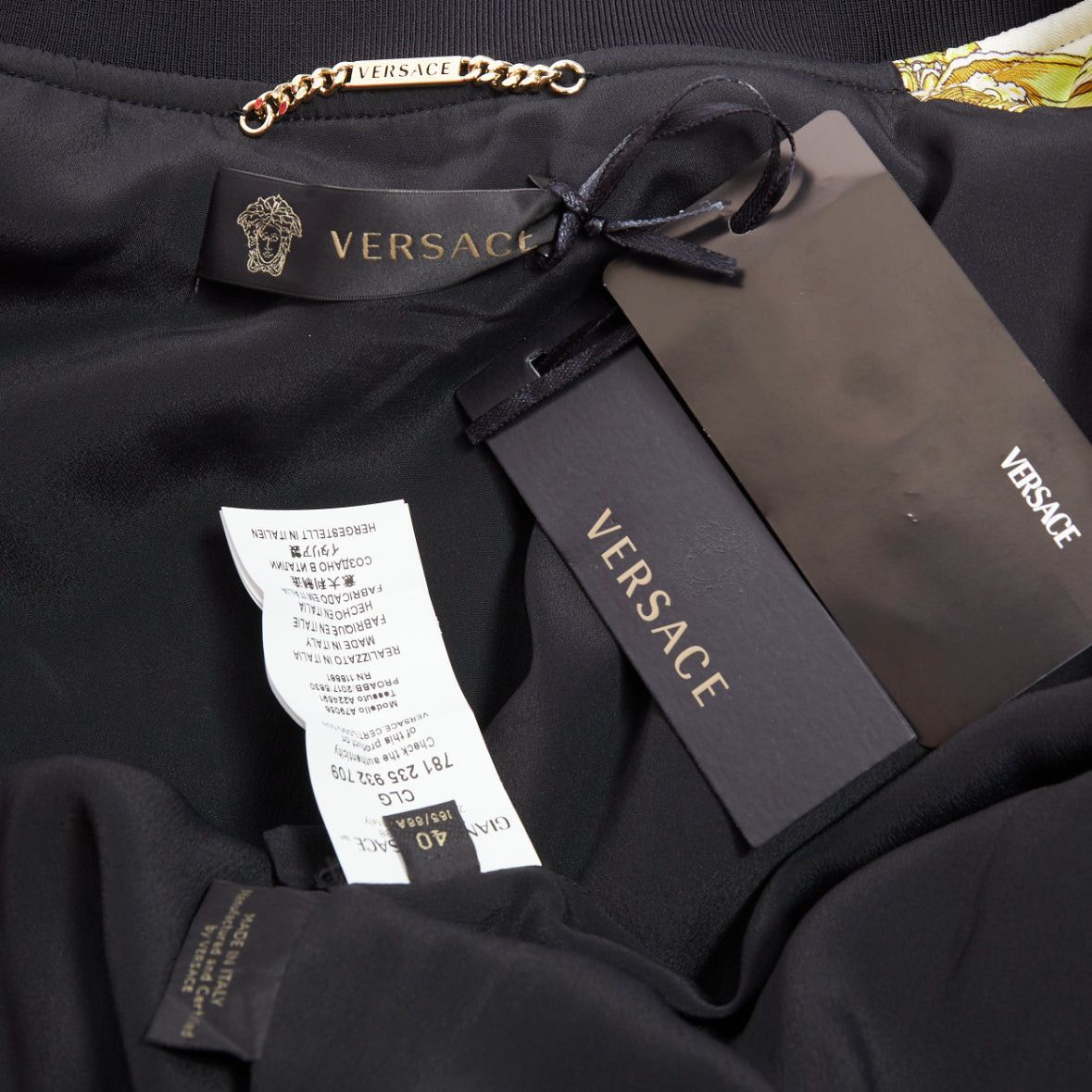 Versace VERSACE 100% silk white gold Barocco chain print cropped bomber IT40 S Size S / US 4 / IT 40 - 9 Thumbnail
