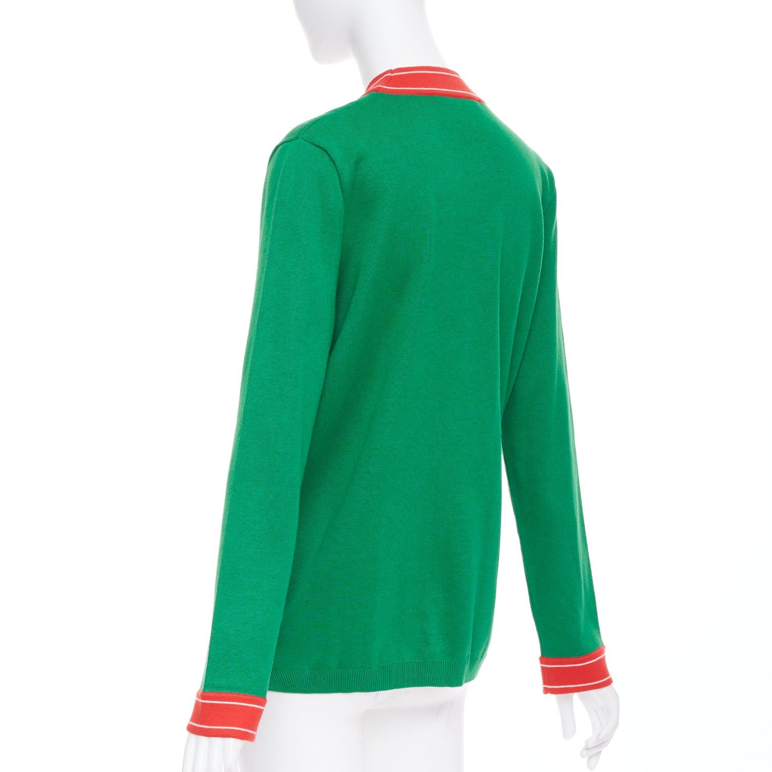 Gucci GUCCI Michele green cotton cashmere Bee embroidered cardigan XXS Size S / US 4 / IT 40 - 7 Thumbnail