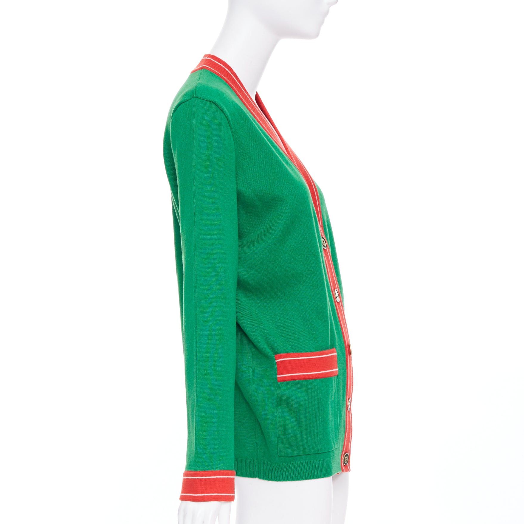Gucci GUCCI Michele green cotton cashmere Bee embroidered cardigan XXS Size S / US 4 / IT 40 - 5 Thumbnail