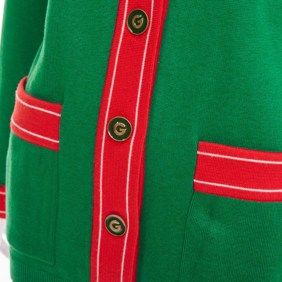 Gucci GUCCI Michele green cotton cashmere Bee embroidered cardigan XXS Size S / US 4 / IT 40 - 8 Thumbnail