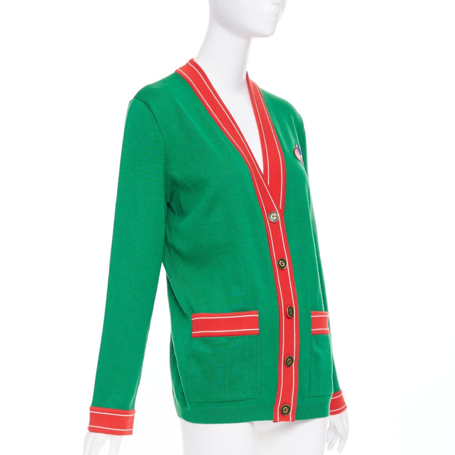 Gucci GUCCI Michele green cotton cashmere Bee embroidered cardigan XXS Size S / US 4 / IT 40 - 4 Thumbnail