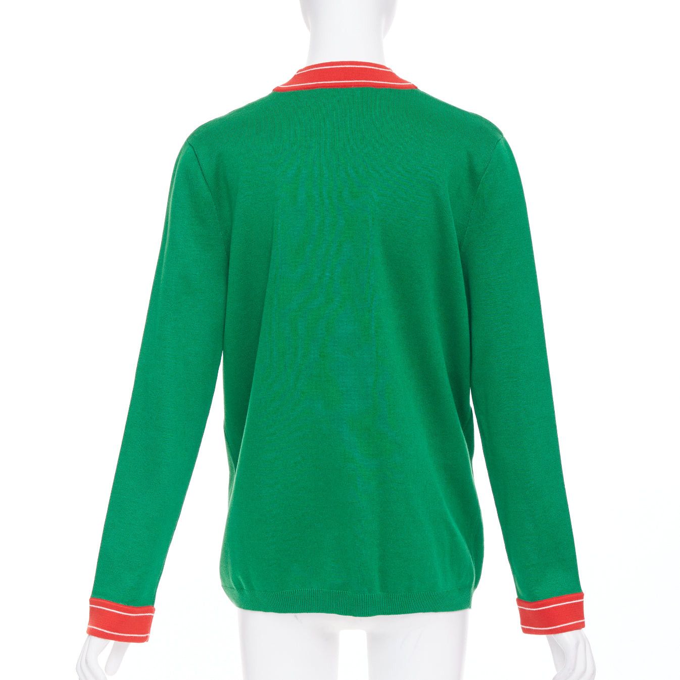Gucci GUCCI Michele green cotton cashmere Bee embroidered cardigan XXS Size S / US 4 / IT 40 - 6 Thumbnail