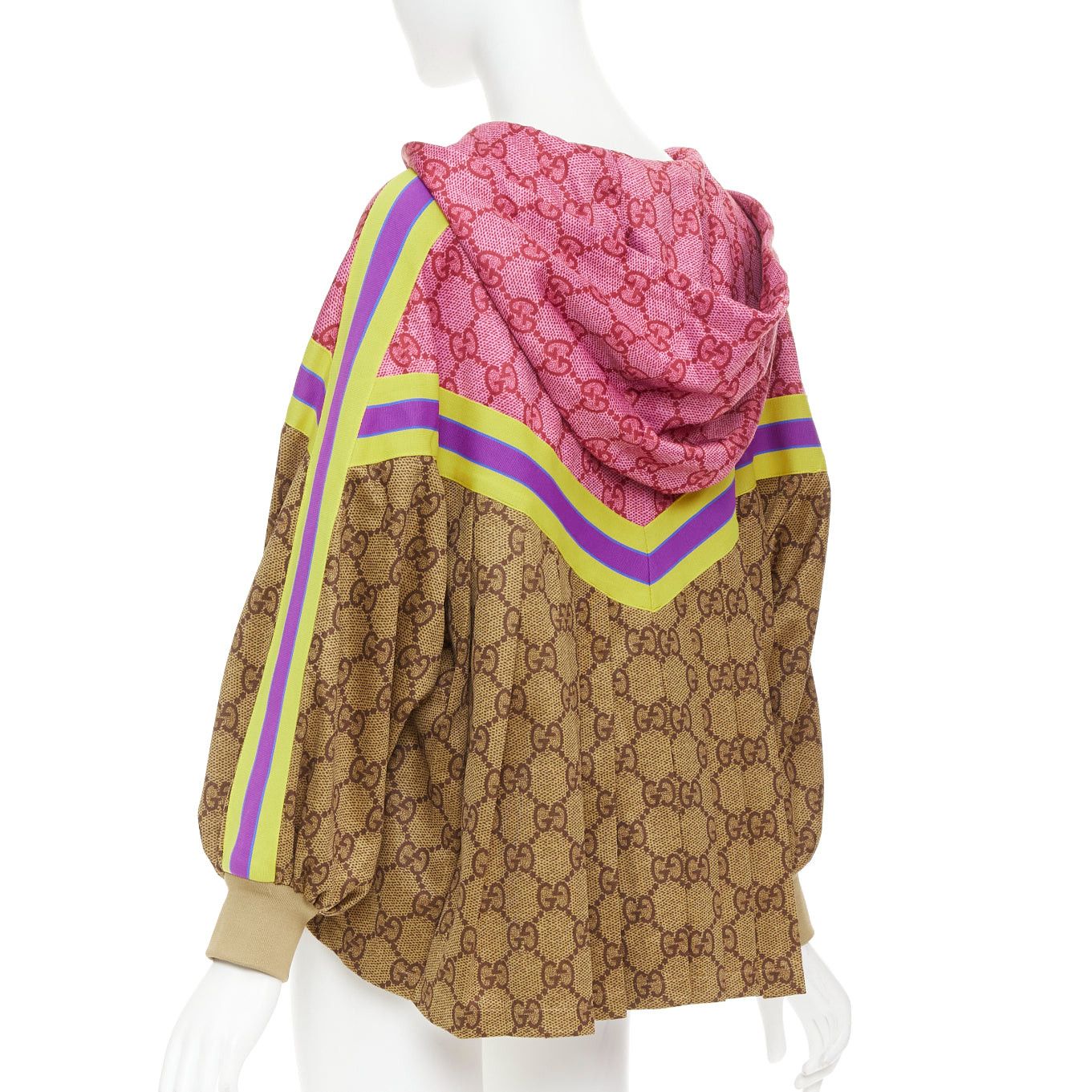 Gucci GUCCI 2019 Michele Runway GG Technical Pleats brown pink GG monogram flared track jacket XS Size XS / US 0-2 / IT 36-38 - 2 Thumbnail