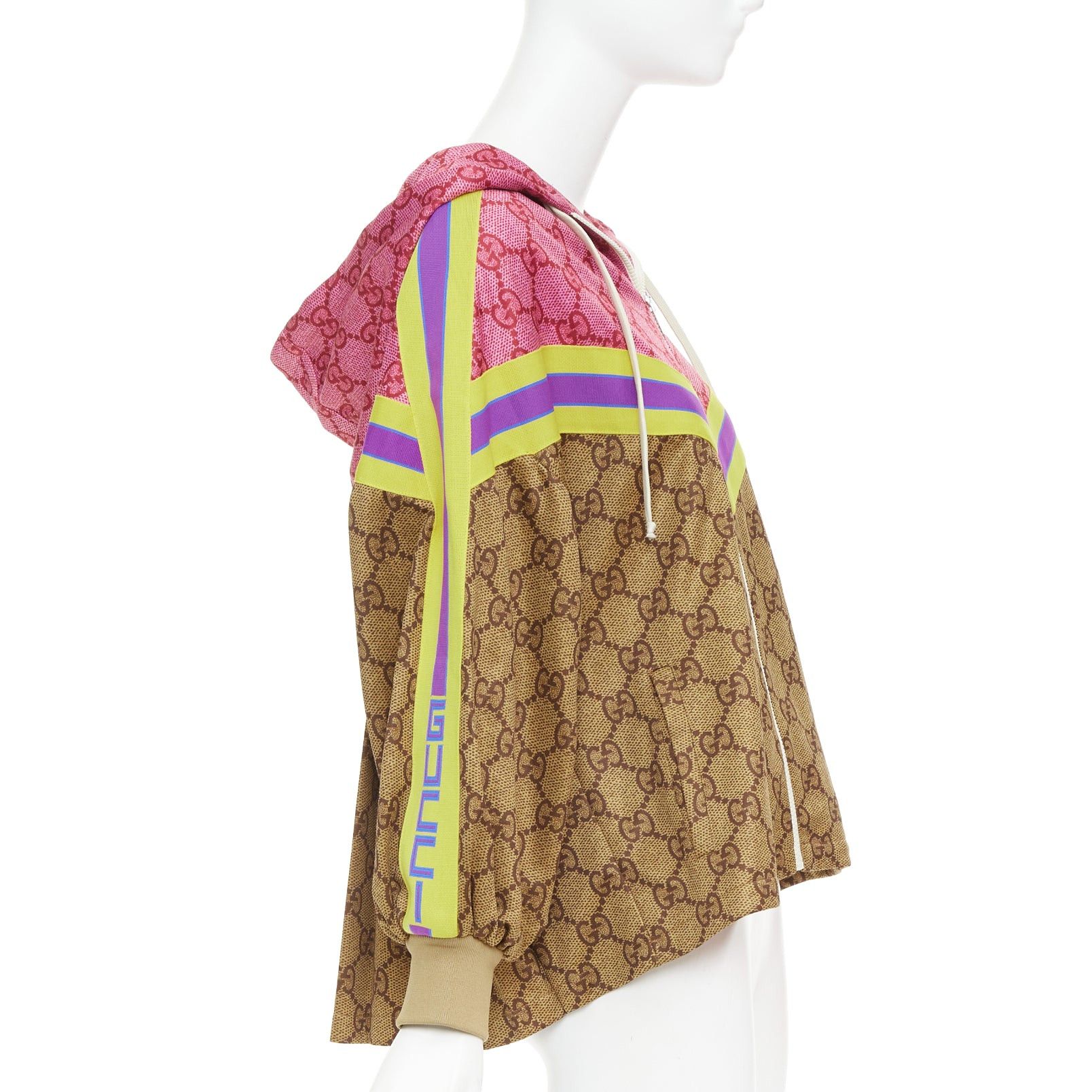 Gucci GUCCI 2019 Michele Runway GG Technical Pleats brown pink GG monogram flared track jacket XS Size XS / US 0-2 / IT 36-38 - 5 Thumbnail