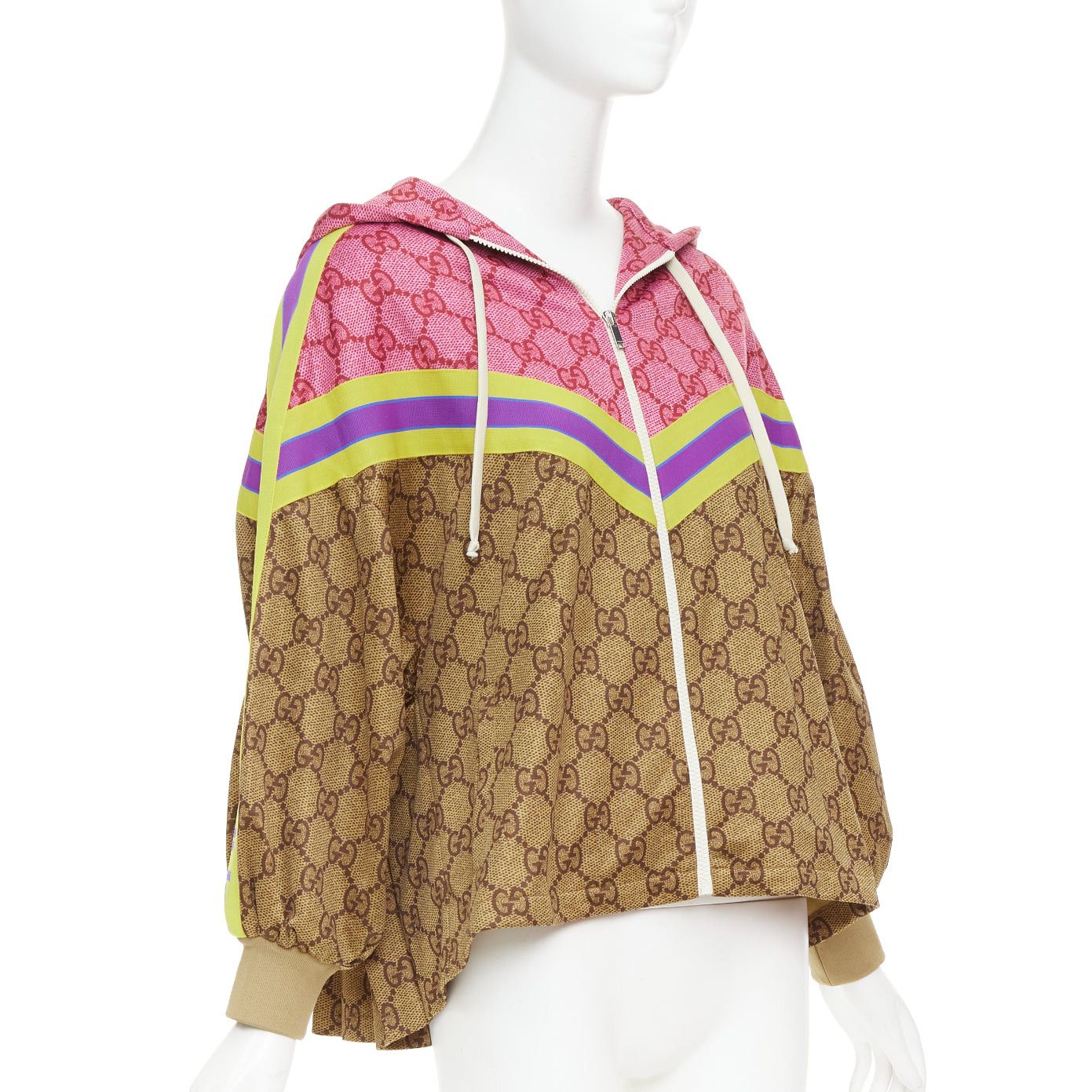 Gucci GUCCI 2019 Michele Runway GG Technical Pleats brown pink GG monogram flared track jacket XS Size XS / US 0-2 / IT 36-38 - 4 Thumbnail