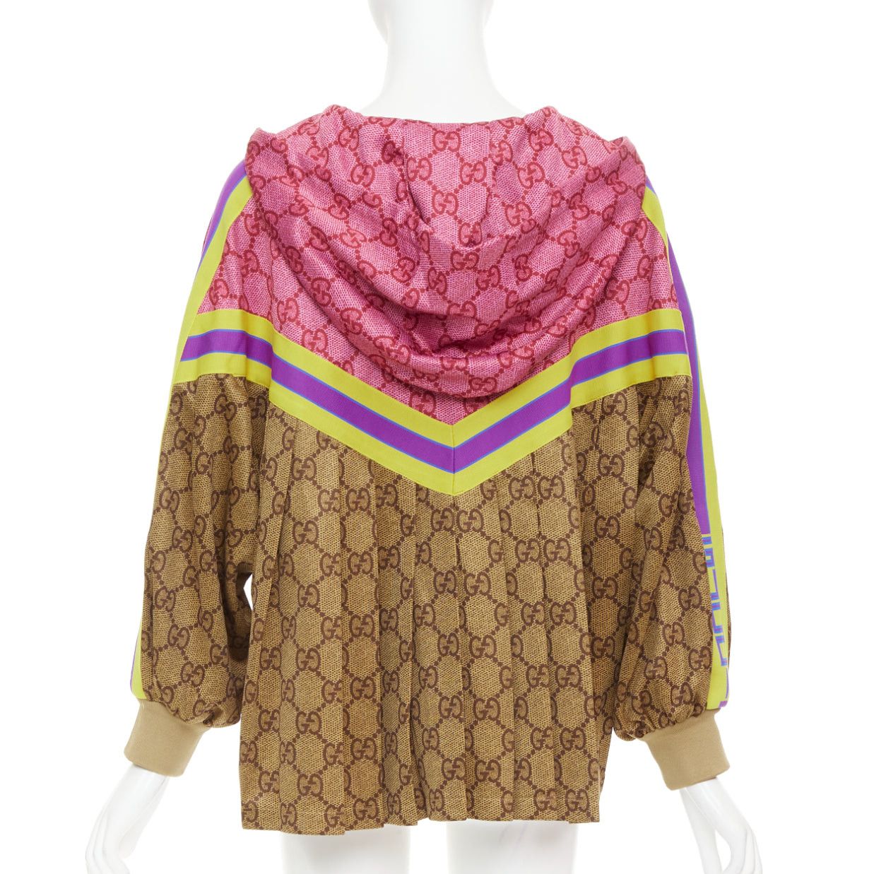 Gucci GUCCI 2019 Michele Runway GG Technical Pleats brown pink GG monogram flared track jacket XS Size XS / US 0-2 / IT 36-38 - 6 Thumbnail