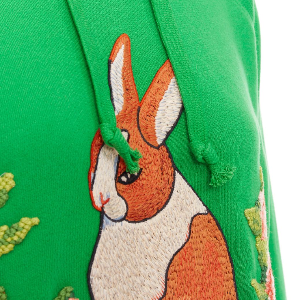 Gucci GUCCI Michele green cotton jersey embroidered Bunny flower hoodie XS Size XS / US 0-2 / IT 36-38 - 7 Thumbnail