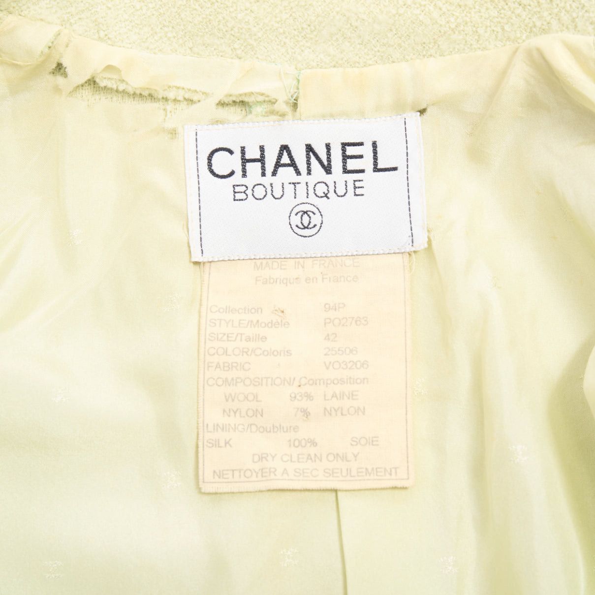 Chanel CHANEL 94P Vintage mint green boucle wool chain buttons cropped jacket FR42 XL Size L / US 10 / IT 46 - 9 Thumbnail