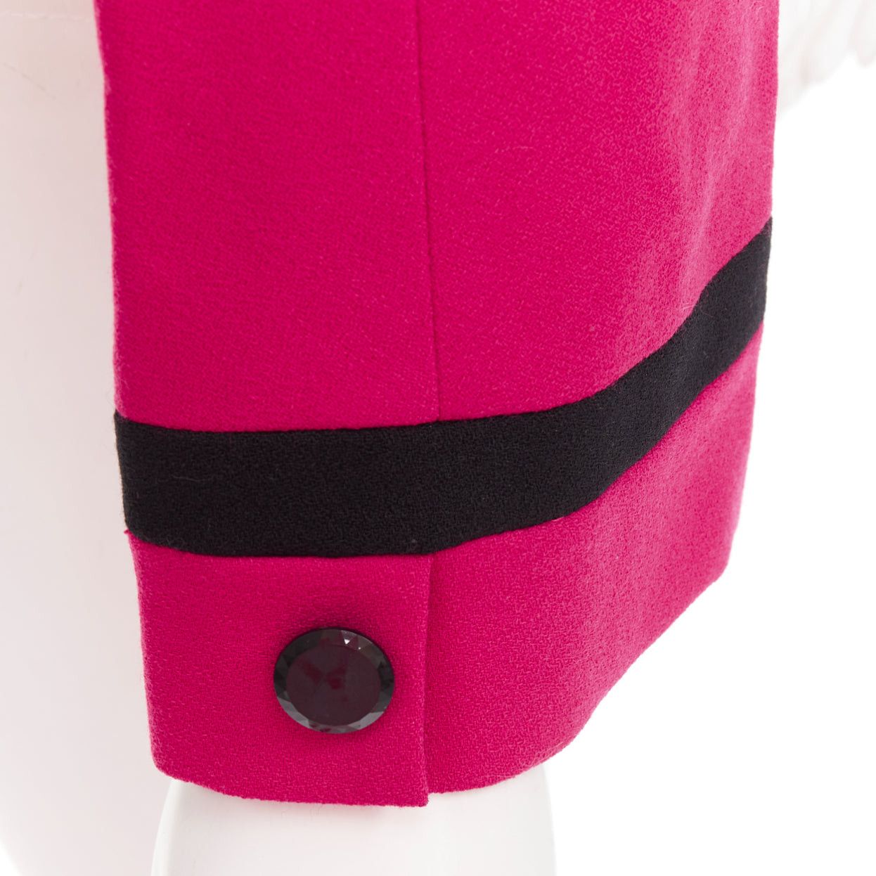 Valentino VALENTINO Vintage Miss V 1980's fuschia wool black trim bow front cropped blazer IT44 L Size M / US 6-8 / IT 42-44 - 8 Thumbnail