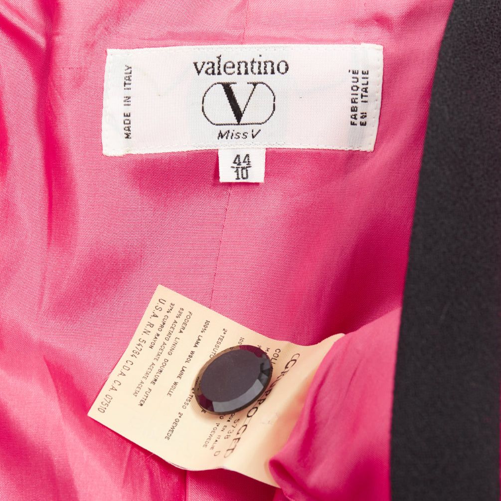 Valentino VALENTINO Vintage Miss V 1980's fuschia wool black trim bow front cropped blazer IT44 L Size M / US 6-8 / IT 42-44 - 9 Thumbnail