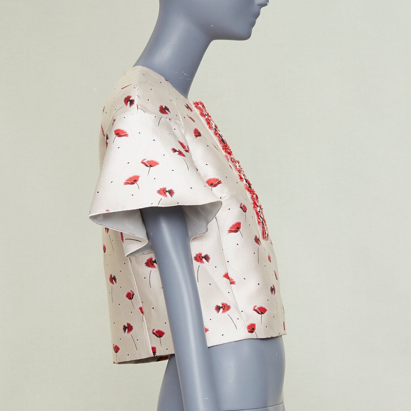 Giambattista Valli GIAMBATTISTA VALLI 2014 poppy floral ruffle beaded embellished crop top IT40 XS Size S / US 4 / IT 40 - 4 Thumbnail