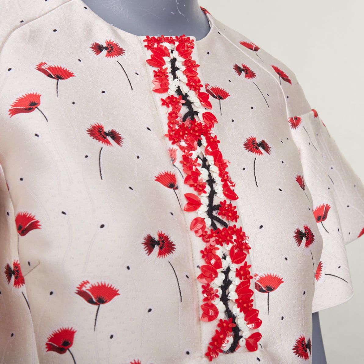 Giambattista Valli GIAMBATTISTA VALLI 2014 poppy floral ruffle beaded embellished crop top IT40 XS Size S / US 4 / IT 40 - 2 Thumbnail