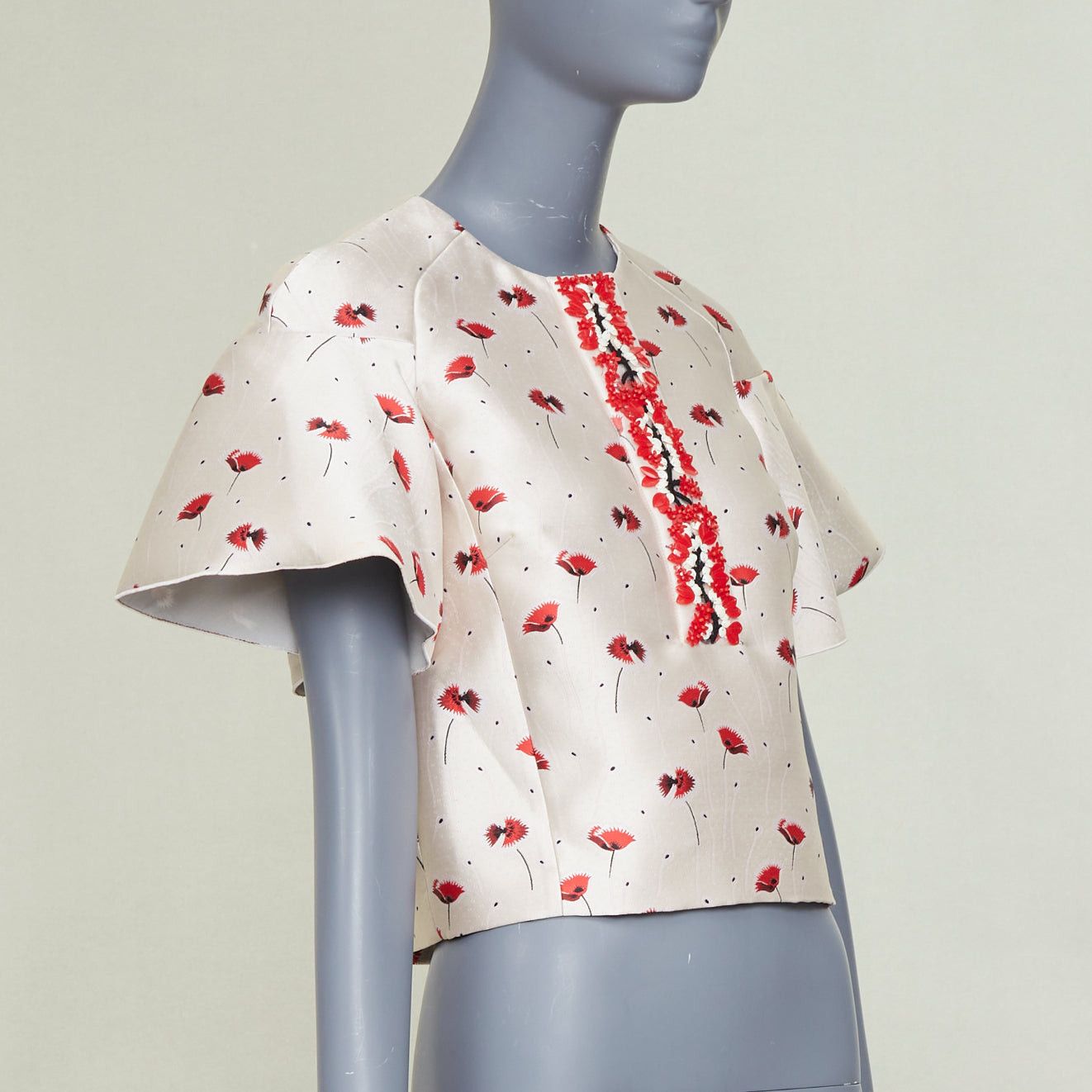 Giambattista Valli GIAMBATTISTA VALLI 2014 poppy floral ruffle beaded embellished crop top IT40 XS Size S / US 4 / IT 40 - 3 Thumbnail