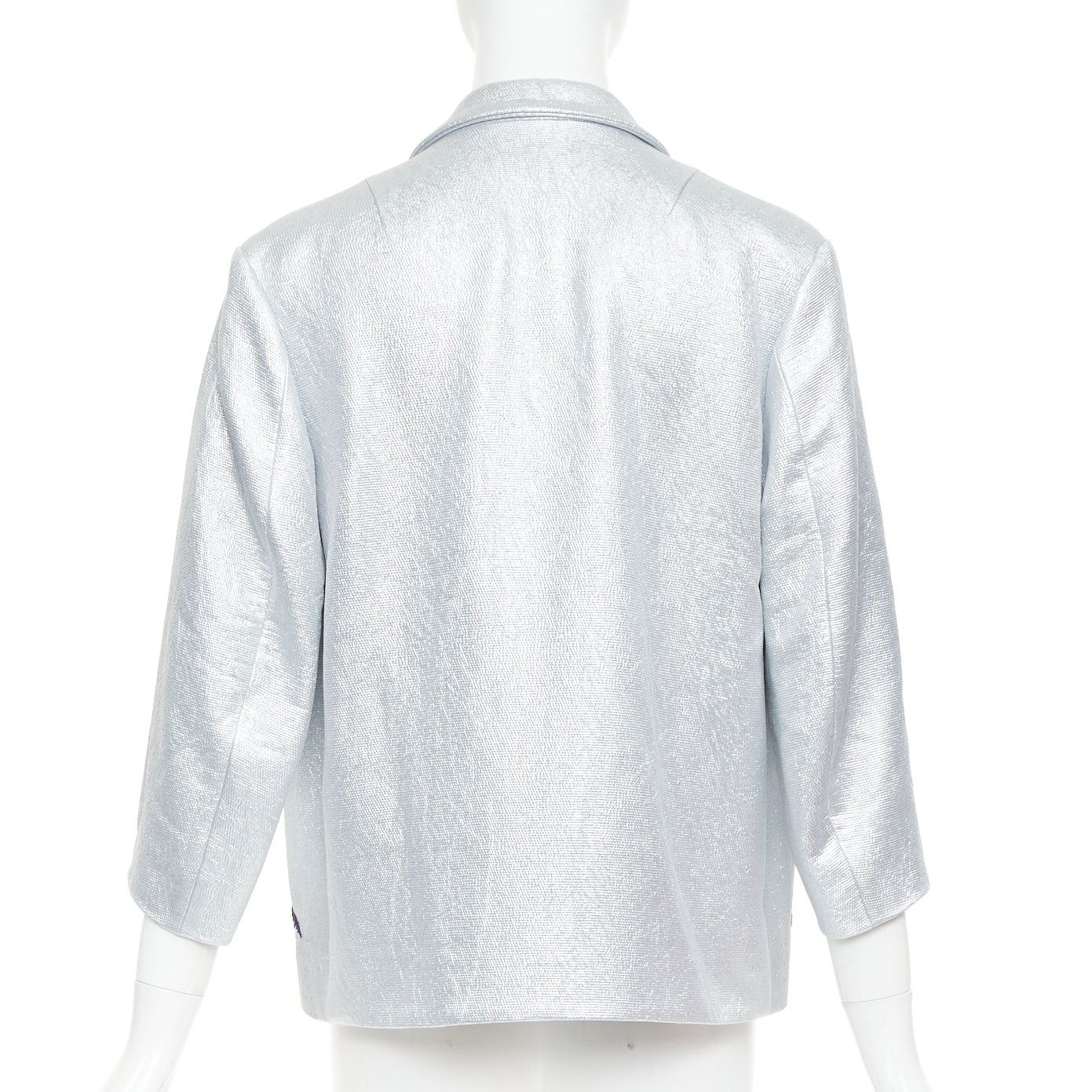 Dries Van Noten DRIES VAN NOTEN 2016 Runway metallic silver purple sequin wing blazer FR34 XS Size XS / US 0-2 / IT 36-38 - 5 Thumbnail