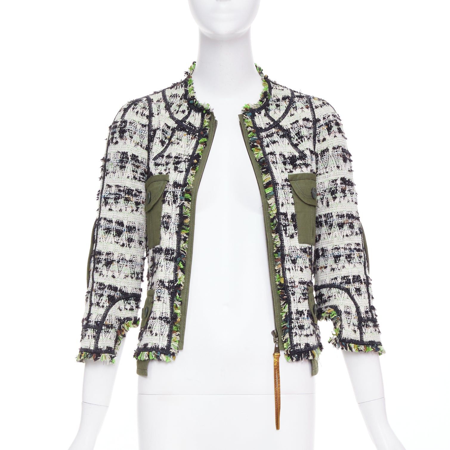 Louis Vuitton LOUIS VUITTON 2016 Runway Fleury khaki cotton tweed leather trim safari jacket FR34 XS Size XS / US 0-2 / IT 36-38 - 3 Thumbnail