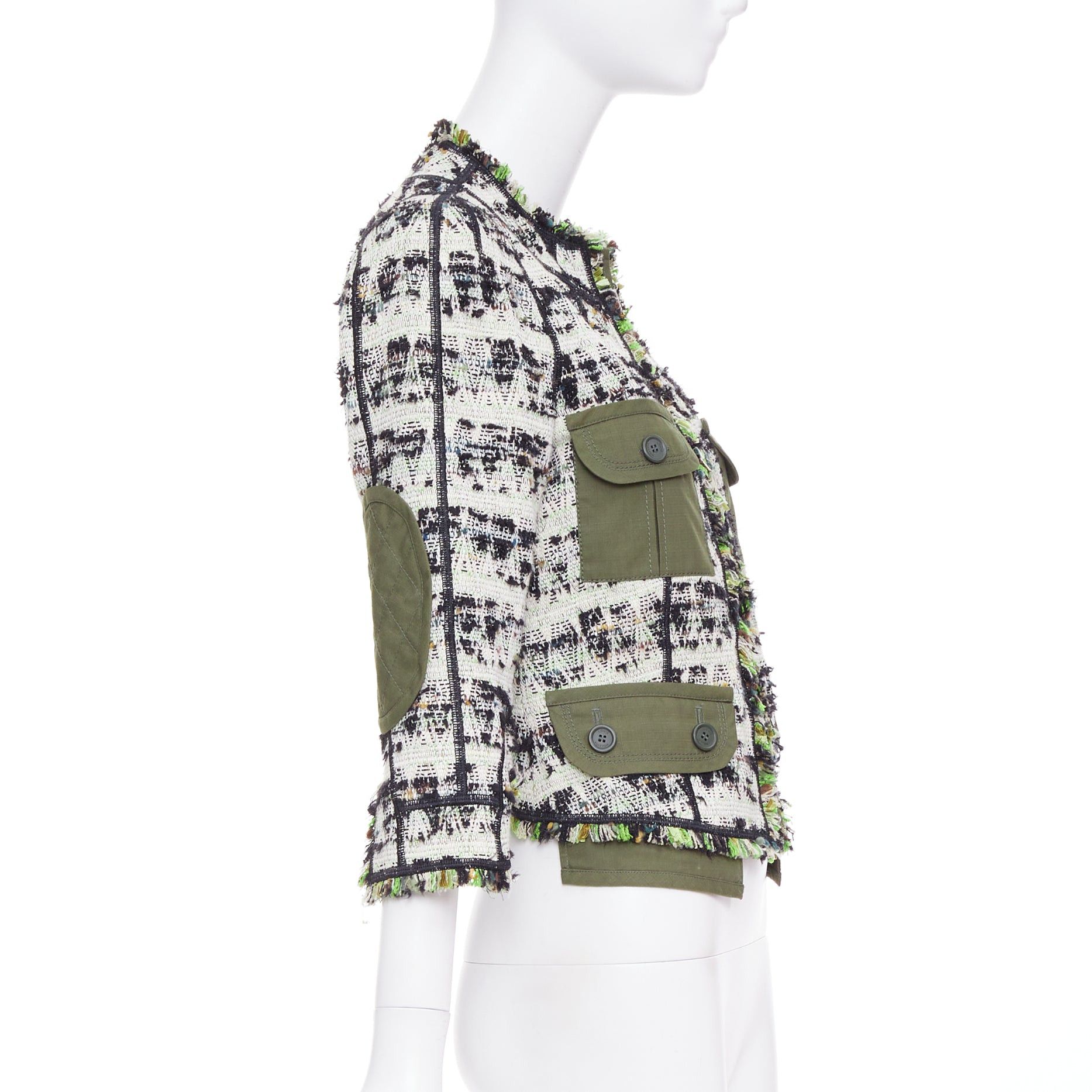 Louis Vuitton LOUIS VUITTON 2016 Runway Fleury khaki cotton tweed leather trim safari jacket FR34 XS Size XS / US 0-2 / IT 36-38 - 5 Thumbnail